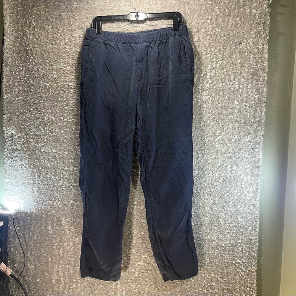 Venroy Lounge Chino Mens Large Navy Tencel Linen Pants Casual Everyday Comfort